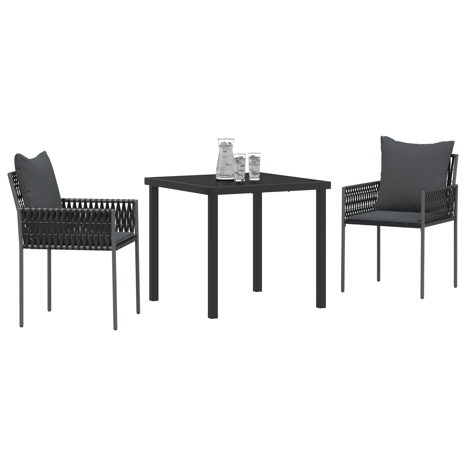 3379100 3 Set de masă pentru grădină 3 pcs Negru Rattan poli Set de masă pentru grădină 3 pcs Negru Rattan poli - imagine 3