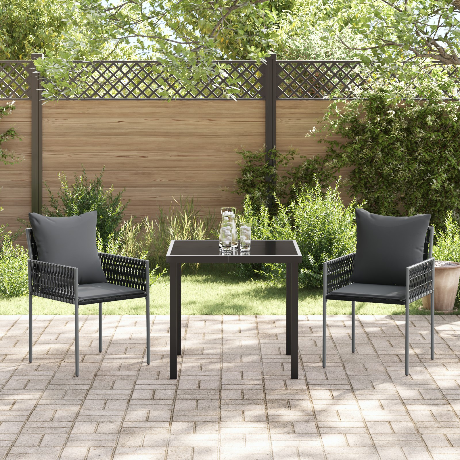 3379100 4 Set de masă pentru grădină 3 pcs Negru Rattan poli Set de masă pentru grădină 3 pcs Negru Rattan poli - imagine 4