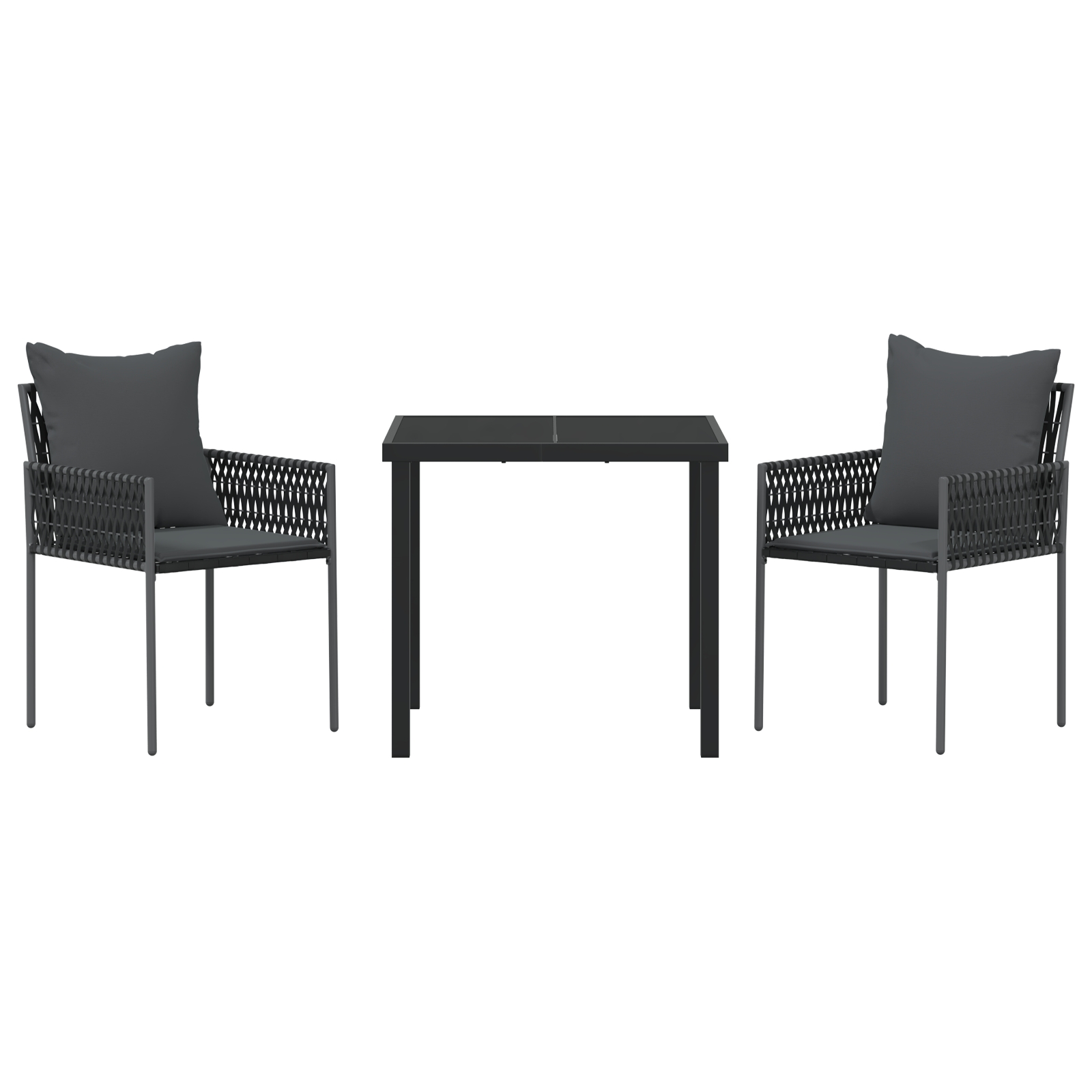 3379100 7 Set de masă pentru grădină 3 pcs Negru Rattan poli Set de masă pentru grădină 3 pcs Negru Rattan poli - imagine 7