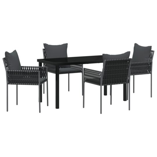 Alternative view of Set de masă pentru grădină 5 pcs Negru Rattan poli