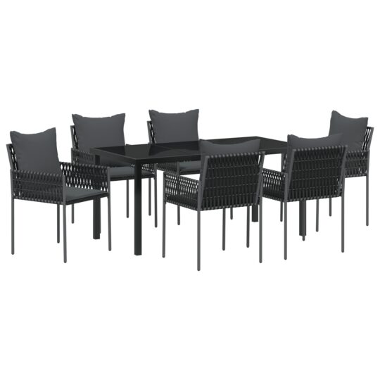 Alternative view of Set de masă pentru grădină 7 pcs Negru Rattan poli