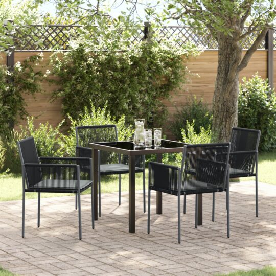 Set de masă pentru grădină 5 pcs Negru Rattan poli