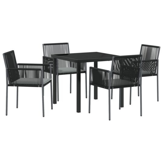 Alternative view of Set de masă pentru grădină 5 pcs Negru Rattan poli
