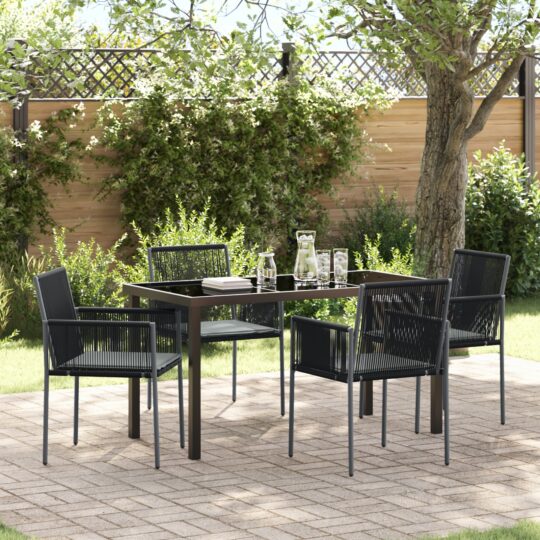 Set de masă pentru grădină 5 pcs Negru Rattan poli