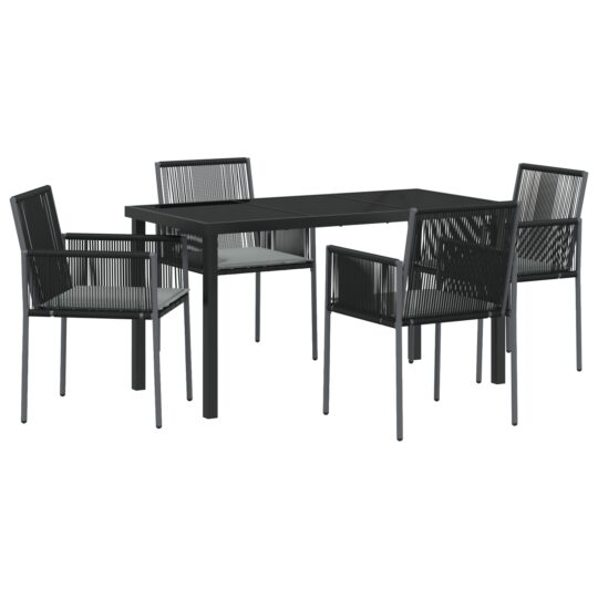 Alternative view of Set de masă pentru grădină 5 pcs Negru Rattan poli