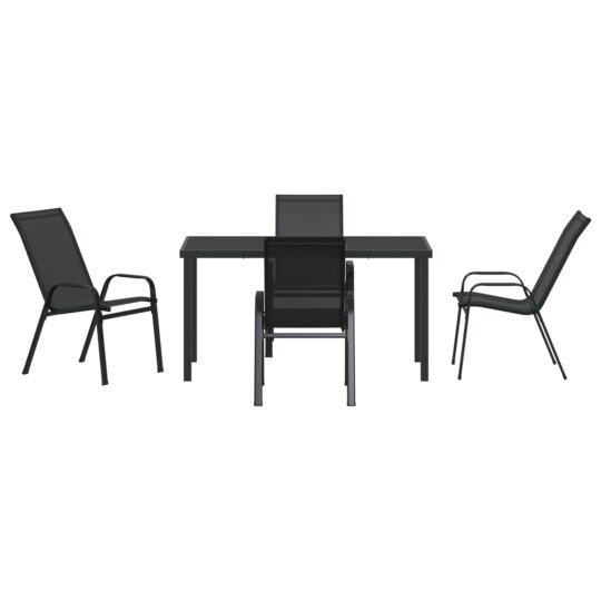 3379116 7 Set de masă pentru grădină 5 pcs Negru Textilene și oțel 3379116 7
