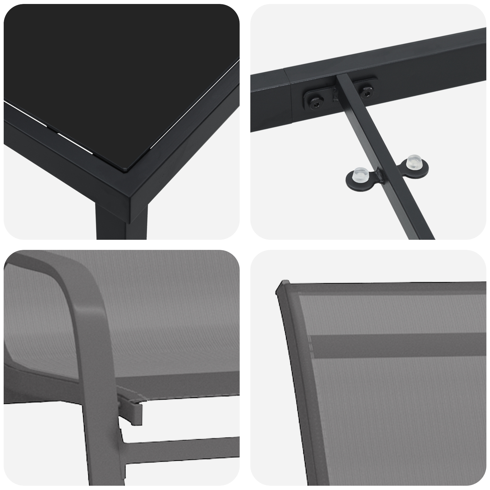 3379124 9 Set de masă pentru grădină 5 pcs Gri Textilene și oțel Set de masă pentru grădină 5 pcs Gri Textilene și oțel - imagine 9