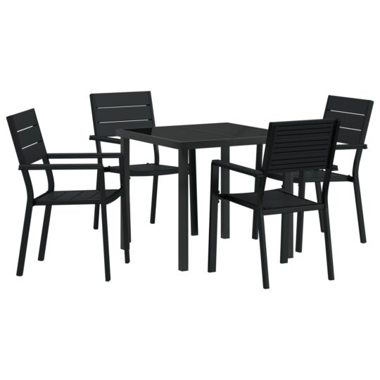 Alternative view of Set de masă pentru grădină 5 pcs Negru HDPE