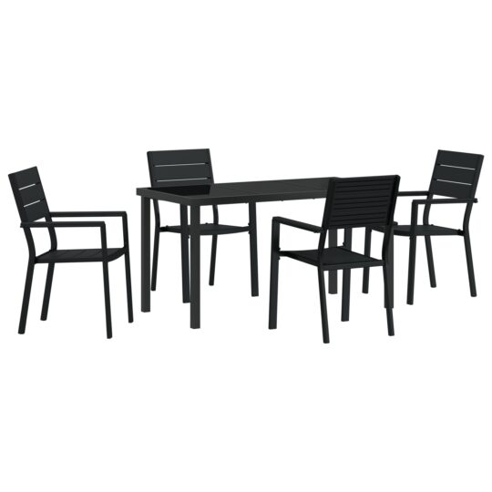 Alternative view of Set de masă pentru grădină 5 pcs Negru HDPE