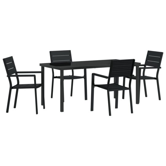Alternative view of Set de masă pentru grădină 5 pcs Negru HDPE