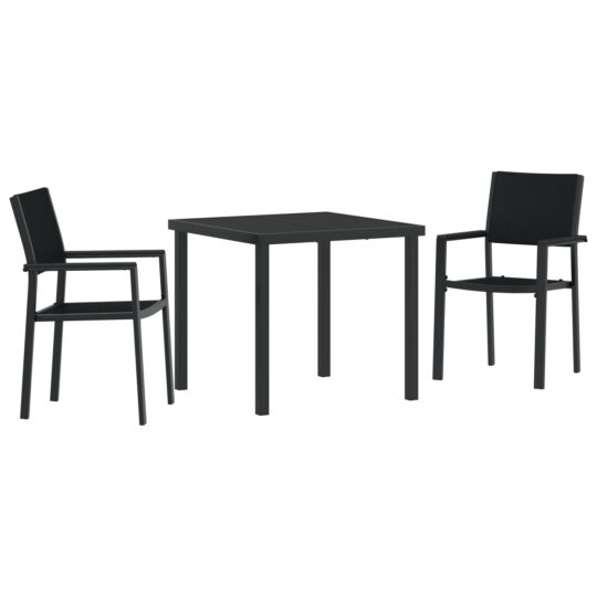 Alternative view of Set de masă pentru grădină 3 pcs Negru Rattan poli