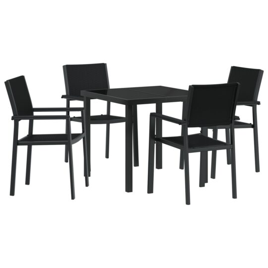 Alternative view of Set de masă pentru grădină 5 pcs Negru Rattan poli