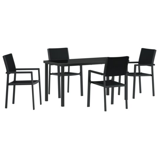 Alternative view of Set de masă pentru grădină 5 pcs Negru Rattan poli