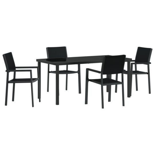 Alternative view of Set de masă pentru grădină 5 pcs Negru Rattan poli