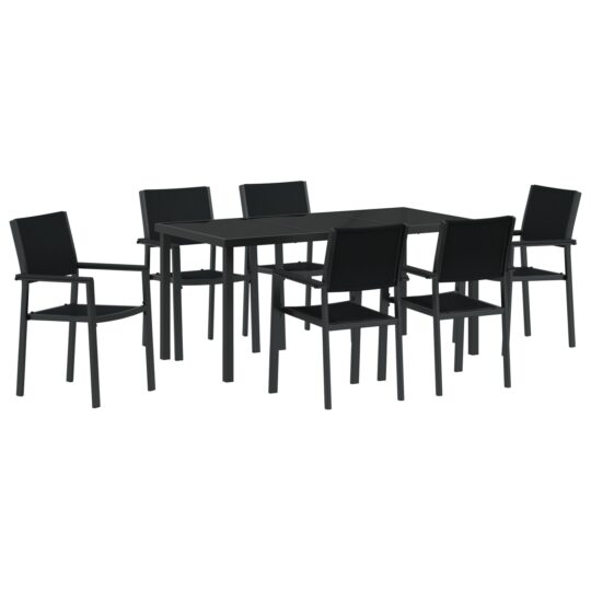 Alternative view of Set de masă pentru grădină 7 pcs Negru Rattan poli