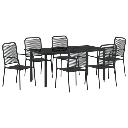 Alternative view of Set de masă pentru grădină 7 pcs Negru