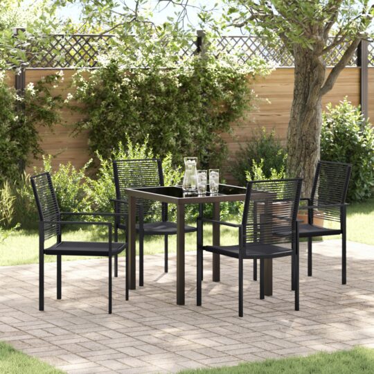 Set de masă pentru grădină 5 pcs Negru Rattan PVC