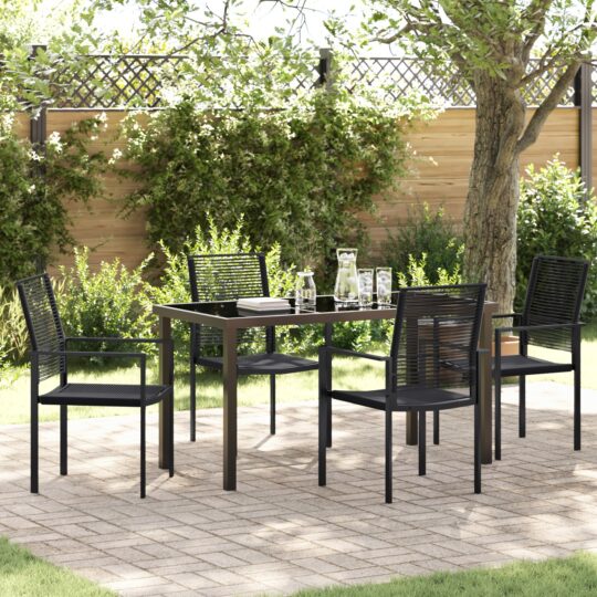 Set de masă pentru grădină 5 pcs Negru Rattan PVC
