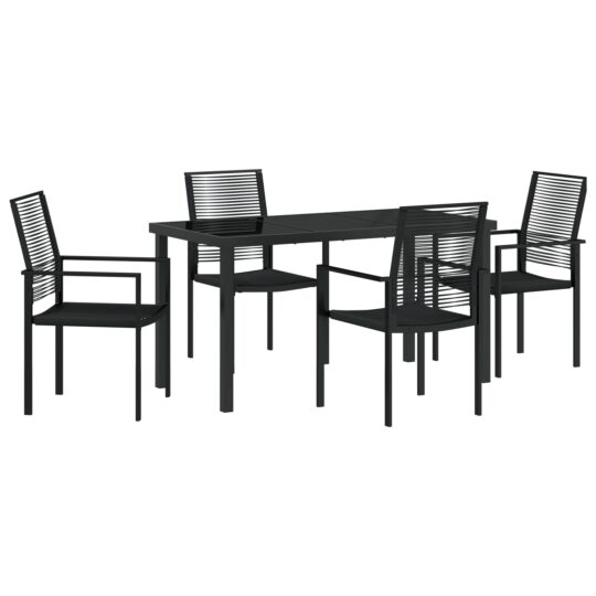 Alternative view of Set de masă pentru grădină 5 pcs Negru Rattan PVC