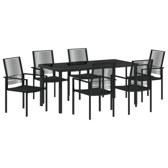 Alternative view of Set de masă pentru grădină 7 pcs Negru Rattan PVC