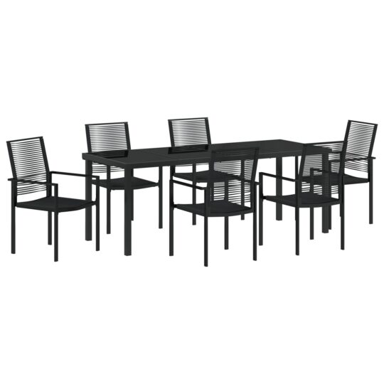 3379168 2 Set de Mese pentru Grădină cu 7 Piese Negru Ratan PVC 3379168 2
