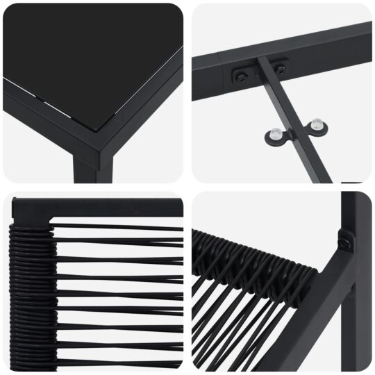 3379168 9 Set de Mese pentru Grădină cu 7 Piese Negru Ratan PVC 3379168 9