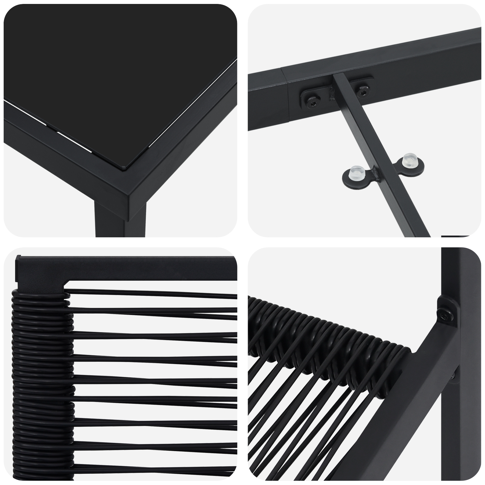 3379168 9 Set de Mese pentru Grădină cu 7 Piese Negru Ratan PVC Set de Mese pentru Grădină cu 7 Piese Negru Ratan PVC - imagine 9