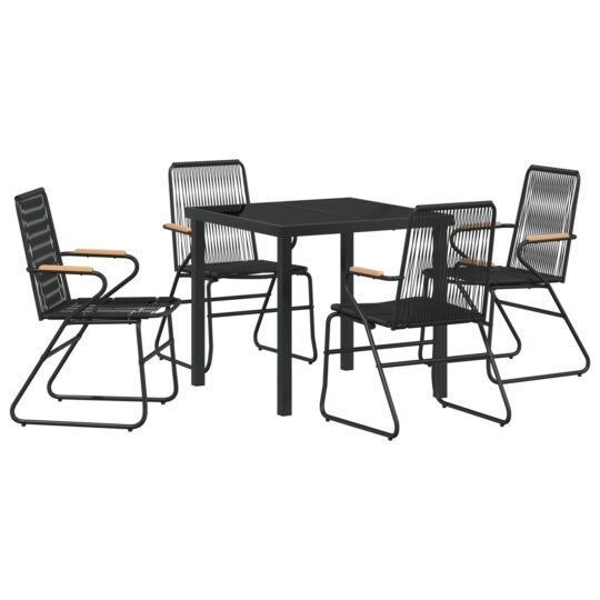 Alternative view of Set de masă pentru grădină 5 pcs Negru Rattan PVC