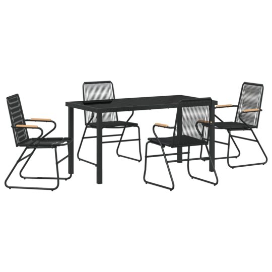 Alternative view of Set de masă pentru grădină 5 pcs Negru Rattan PVC