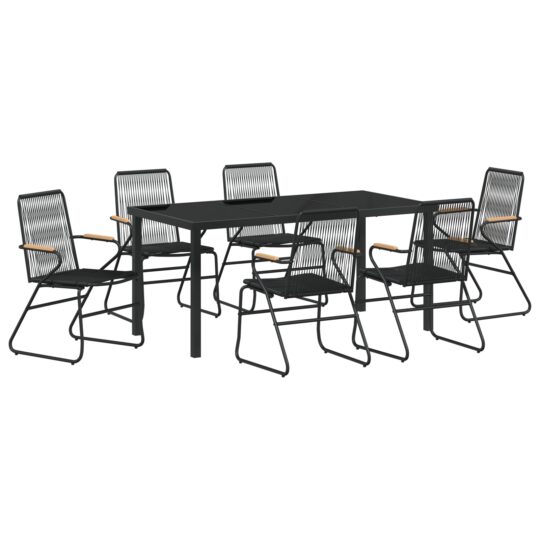 Alternative view of Set de masă pentru grădină 7 pcs Negru Rattan PVC