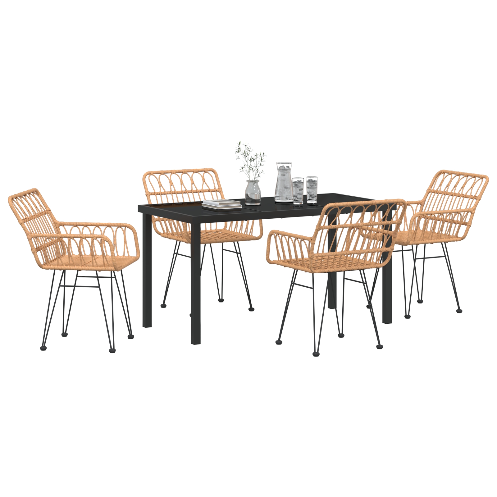 3379179 3 Set de masă pentru grădină 5 pcs Maro Rattan poli Set de masă pentru grădină 5 pcs Maro Rattan poli - imagine 3