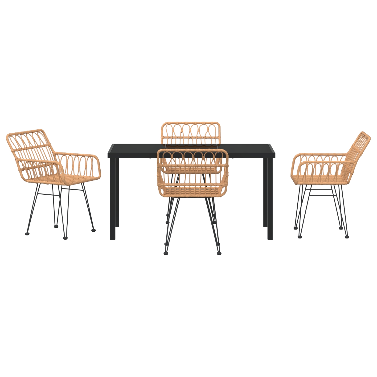 3379179 7 Set de masă pentru grădină 5 pcs Maro Rattan poli Set de masă pentru grădină 5 pcs Maro Rattan poli - imagine 7