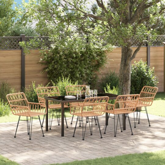 Set de masă pentru grădină 7 pcs Maro Rattan poli