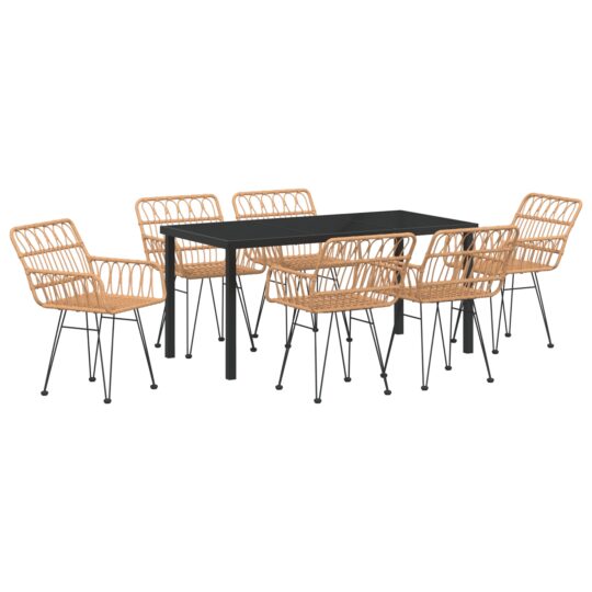 Alternative view of Set de masă pentru grădină 7 pcs Maro Rattan poli