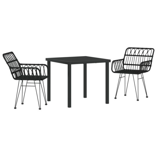 Alternative view of Set de masă pentru grădină 3 pcs Negru Rattan poli