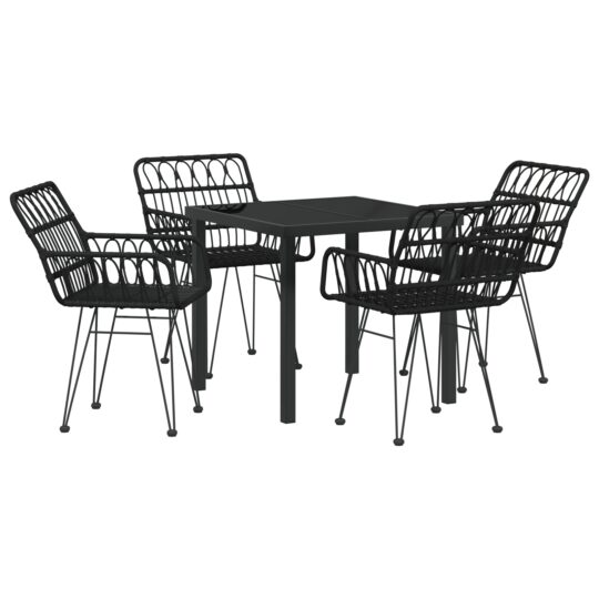Alternative view of Set de masă pentru grădină 5 pcs Negru Rattan poli