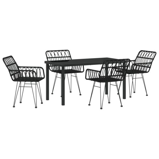 Alternative view of Set de masă pentru grădină 5 pcs Negru Rattan poli