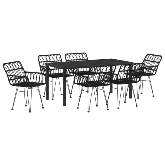 Alternative view of Set de masă pentru grădină 7 pcs Negru Rattan poli