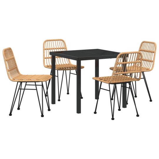 Alternative view of Set de masă pentru grădină 5 pcs Maro Rattan poli