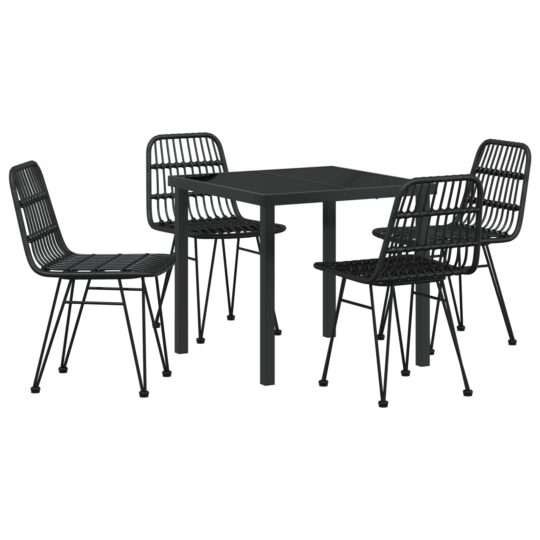 Alternative view of Set de masă pentru grădină 5 pcs Negru Rattan poli