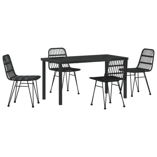Alternative view of Set de masă pentru grădină 5 pcs Negru Rattan poli