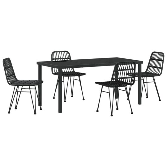 Alternative view of Set de masă pentru grădină 5 pcs Negru Rattan poli