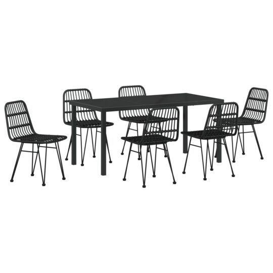 Alternative view of Set de masă pentru grădină 7 pcs Negru Rattan poli