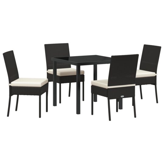 Alternative view of Set de masă pentru grădină 5 pcs Negru Rattan poli