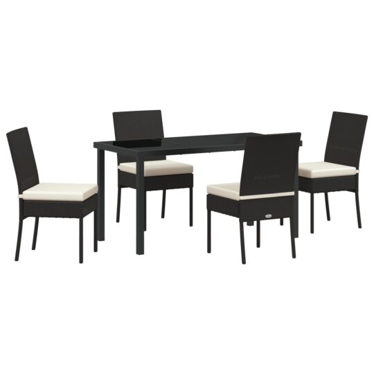 Alternative view of Set de masă pentru grădină 5 pcs Negru Rattan poli