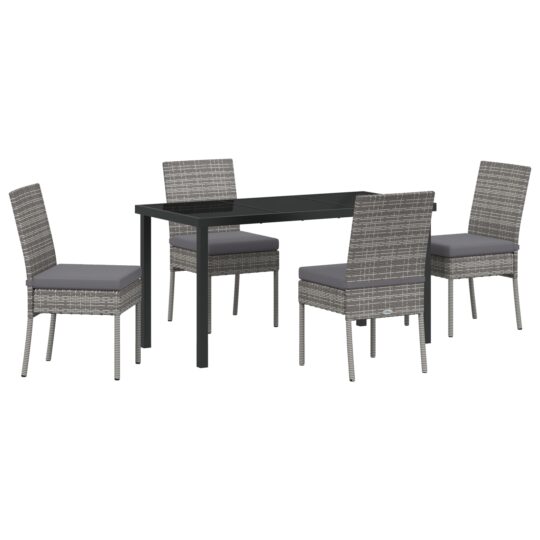 Alternative view of Set de masă pentru grădină 5 pcs Gri Rattan poli