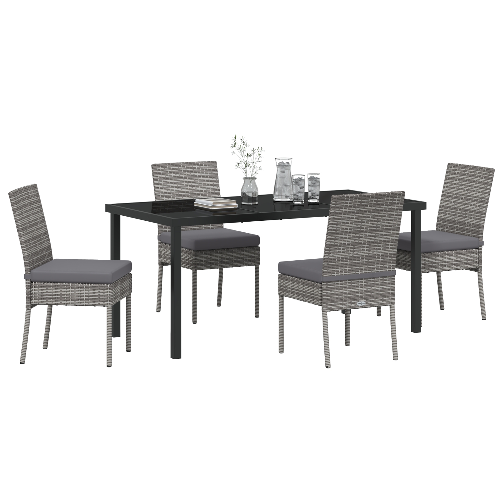 Set de masă pentru grădină 5 pcs Gri Rattan poli - imagine 3