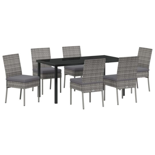 Alternative view of Set de masă pentru grădină 7 pcs Gri Rattan poli