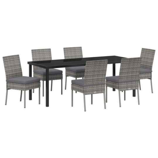 3379217 2 Set de Dining pentru Grădină 7 Piese Gri Poliratan 3379217 2