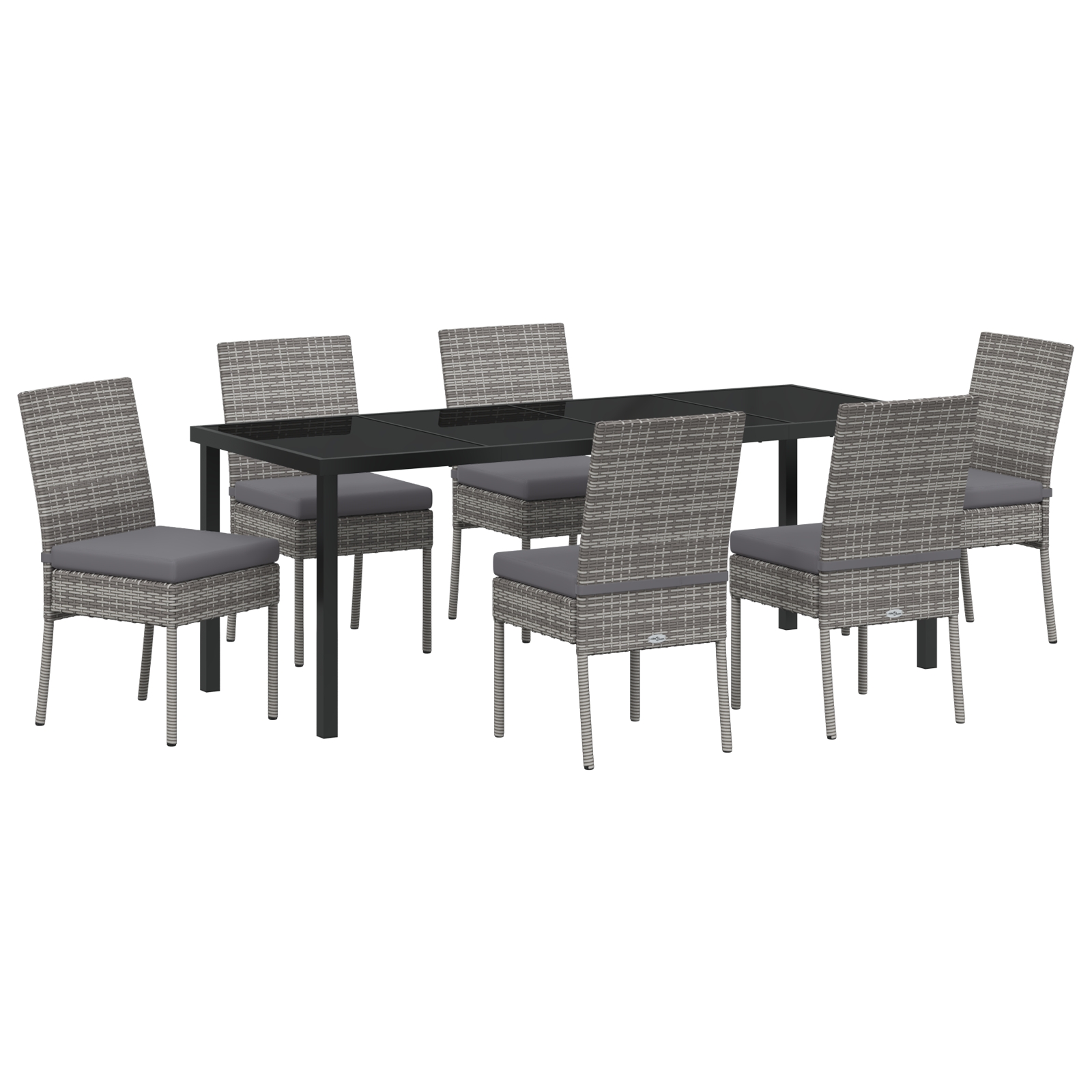 3379217 2 Set de Dining pentru Grădină 7 Piese Gri Poliratan Set de Dining pentru Grădină 7 Piese Gri Poliratan - imagine 2
